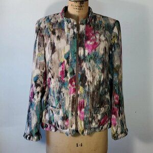 Requirements Size L Bomber Jacket Vintage Corduroy Ruffle Multi-Color Lined